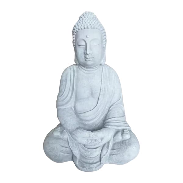 Buddha-patsas, 71x49x34 cm, vaaleanharmaa, polyresiini, Kodustaar