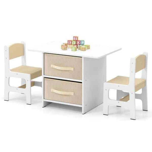 Børneaktivitetstabel og stol sæt, 71x48x50 cm, Beige/Grå