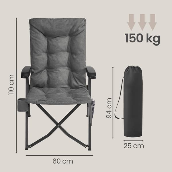 Campingstol 70x59,5x110 cm Grå Foldbar