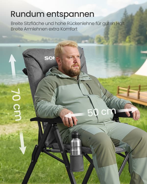 Campingstol 70x59,5x110 cm Grå Stål