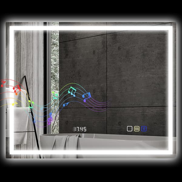 Badrumsspegel LED Bluetooth 100x80x3,5 cm silver