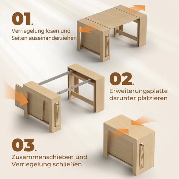 Förlängningsbart matbord 48-240x90x78 cm ljusbrun träeffekt