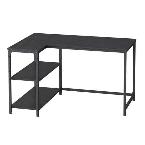 Hjørneskrivebord 120x80 cm Sort træ og stål