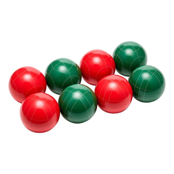 Bocce-pallosetti, 107 mm, punainen ja vihreä, hartsi, ulkopeli