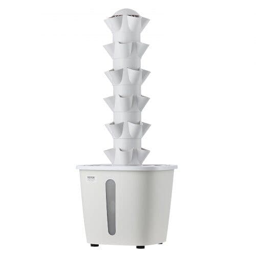 Hydroponisk tårnvækstsystem 30 pods 6 niveauer 35x35x87 cm hvid