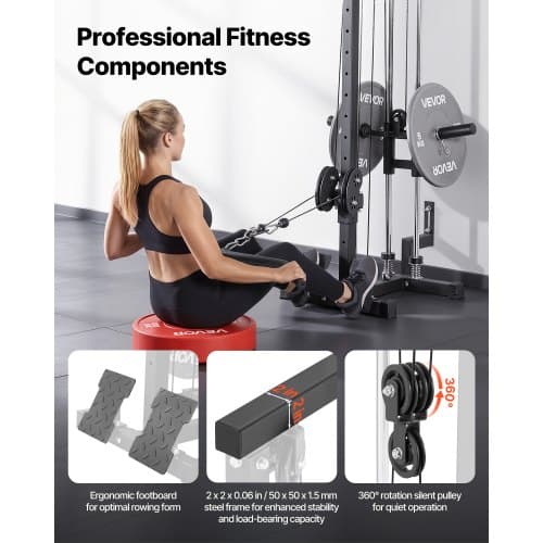 Kabelmaskine 3-i-1 Roning Lat Pulldown 77,5x76x201,5 cm Sort Stål