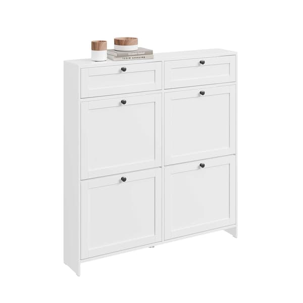 Skoskab 100x19x107 cm, hvid, MDF