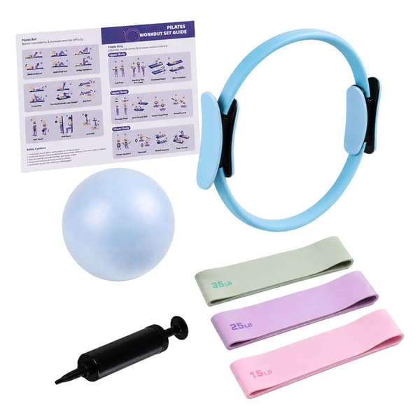6-delars Pilates-set: ring, boll, band, Kodustaar