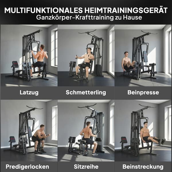 Home Gym Station, 162x162x210 cm, Sort, Stål