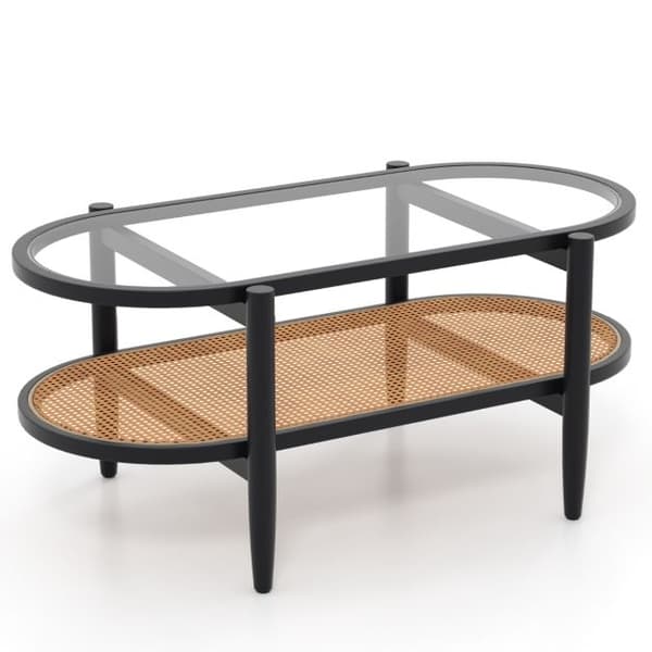 Sofabord 2-niveau 101,6x55,9x47 cm brun/sort