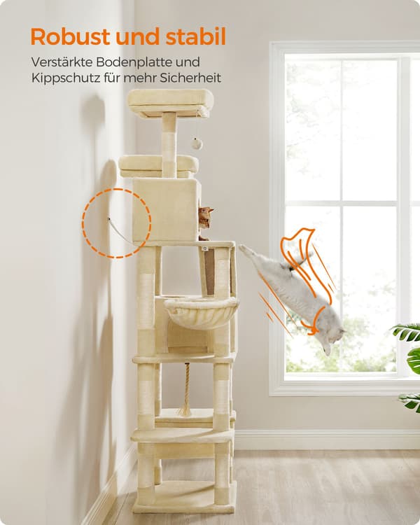 Kattträd, 60x50x206 cm, Beige