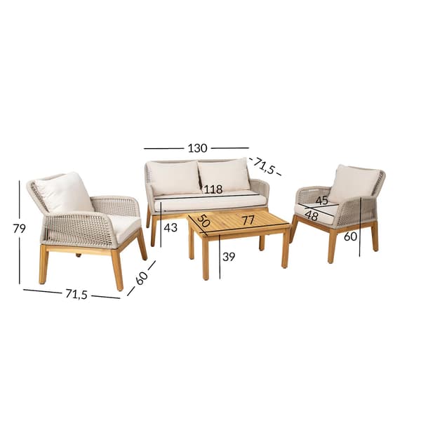 Trädgårdsmöbelset FLORIDA 77x50x39 cm Beige Trä
