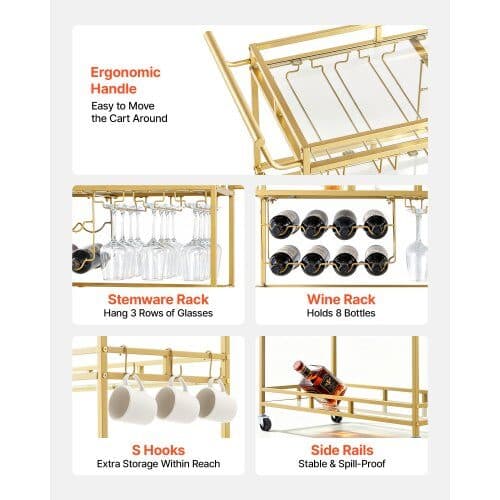 Barvogn 3 niveauer 88x38x89 cm guld
