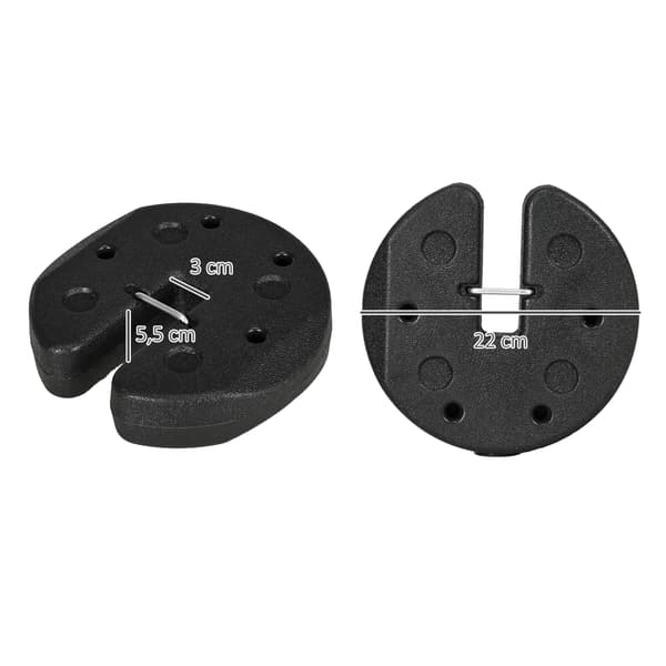 Viktskivor för paviljong, 4 delar, 22x5,5 cm, svart, plast