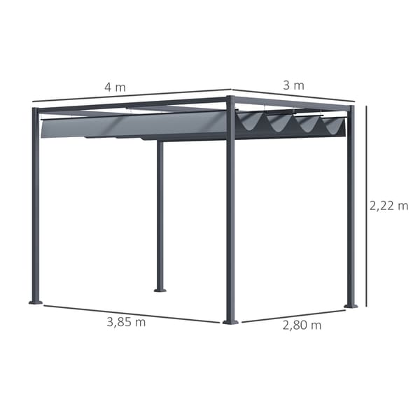 Pergola, 400x300x222 cm, Mörkgrå