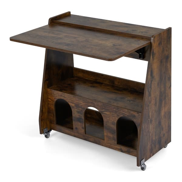 Mobil computerbord med foldbart panel 78,5x57,5x80 cm kaffe
