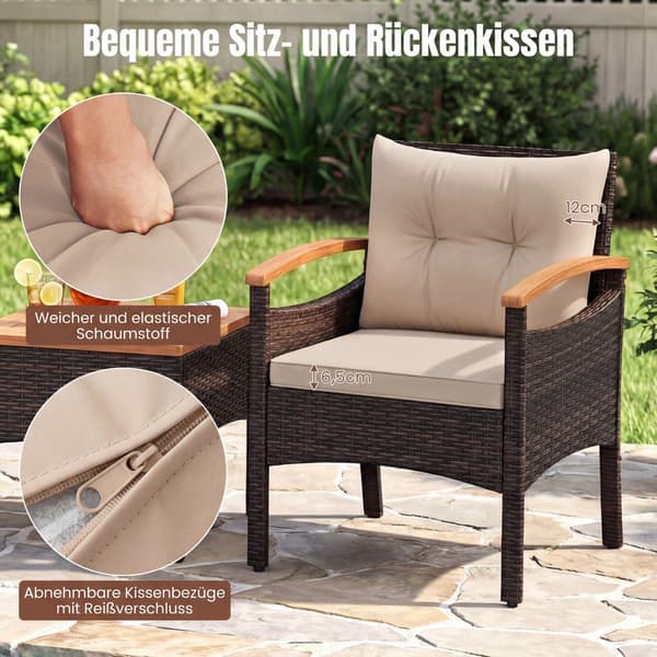Rattan siddegruppe 3 dele brun