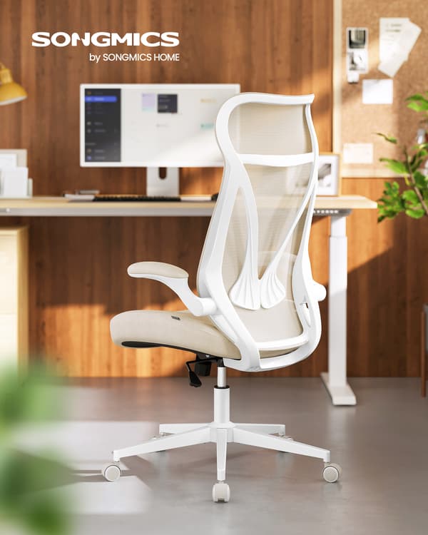 Kontorstol 67x67x113 cm Beige netstof