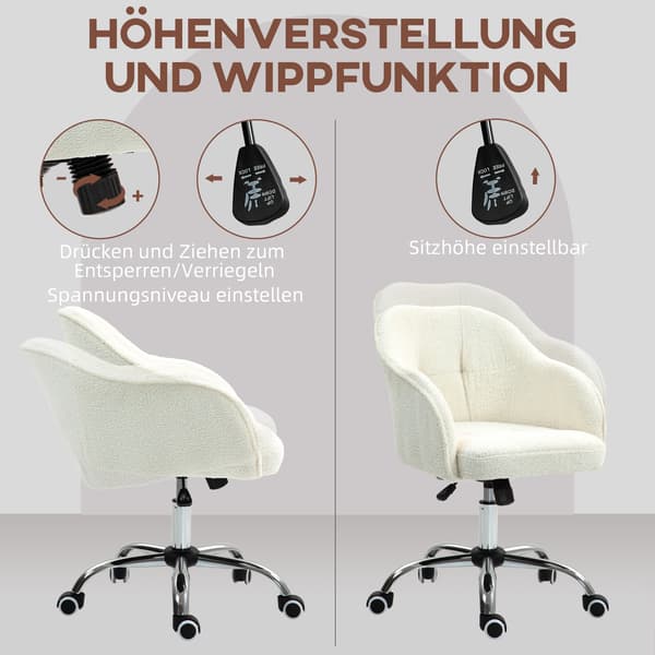 Kontorstol, 56x61x76-86 cm, Creme