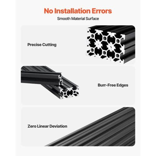 Aluminium Ekstrusionsprofiler 6 stk 2000 mm 2020 T-Slot sort