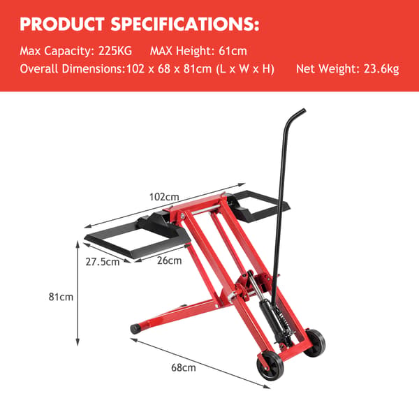 Mower Jack 102x68x81 cm sort/rød