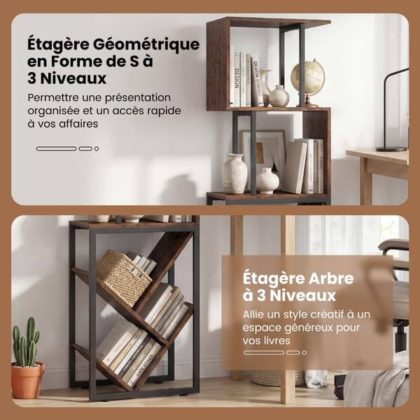 Bogreol 39,5x25x122 cm rustik brun