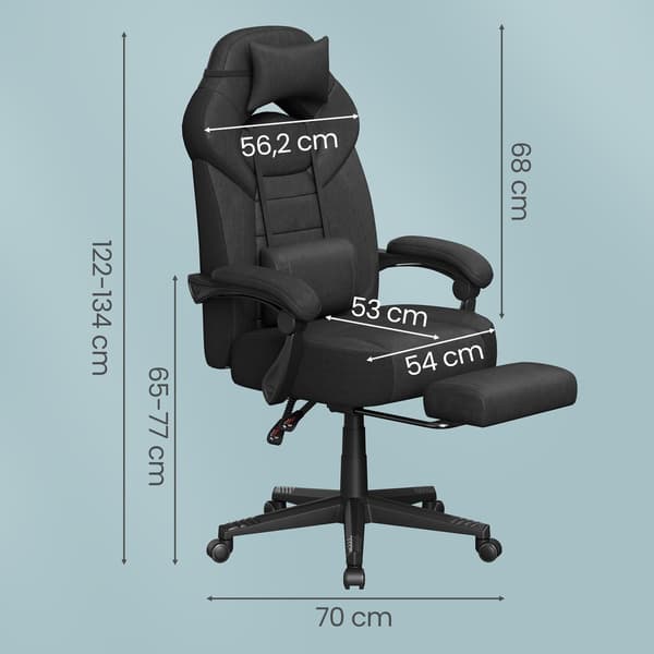 Gamingstol 70x70x122 cm Sort Velour Læderlook