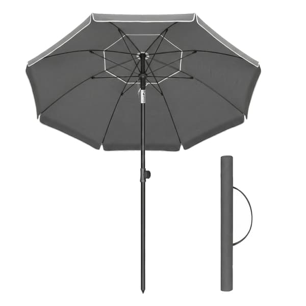 Strandparasoll 200x158-218 cm Grå