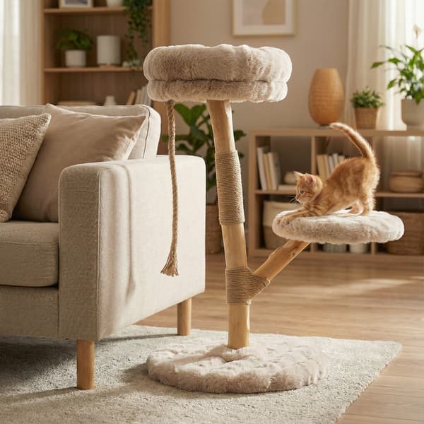 Kattetræstårn Ø50x90 cm beige
