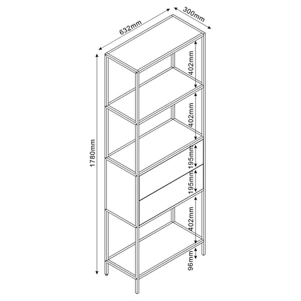 Hylly HEDVIG 64x30x178 cm Saarni Musta