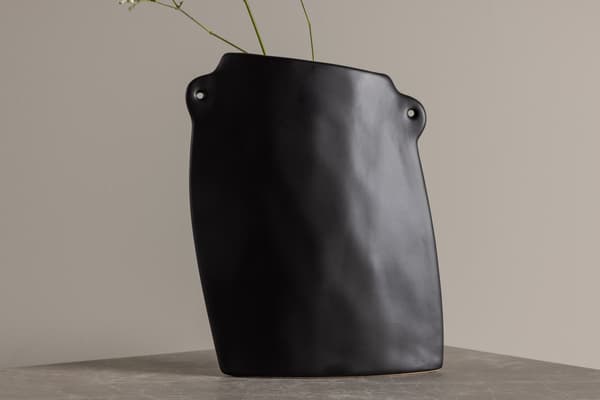 Vase, 21x14x5 cm, Sort, Stentøj