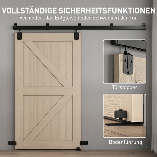 Skydedørsbeslagssæt 244 cm Sort Stål