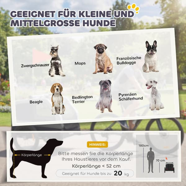 Hundecykelanhænger foldbar 138x69x70 cm grå polyester