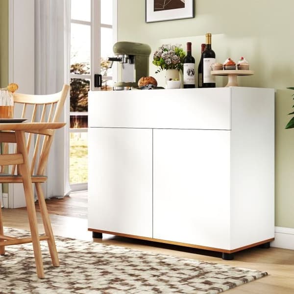 Kaffebarstation, 80x35x70 cm, Hvid, Opbevaring