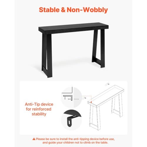Konsolbord, 118x30,5x81 cm, Sort, Træ