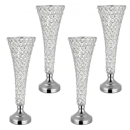 Blomvas 51x17 cm Silver Kristall Stål