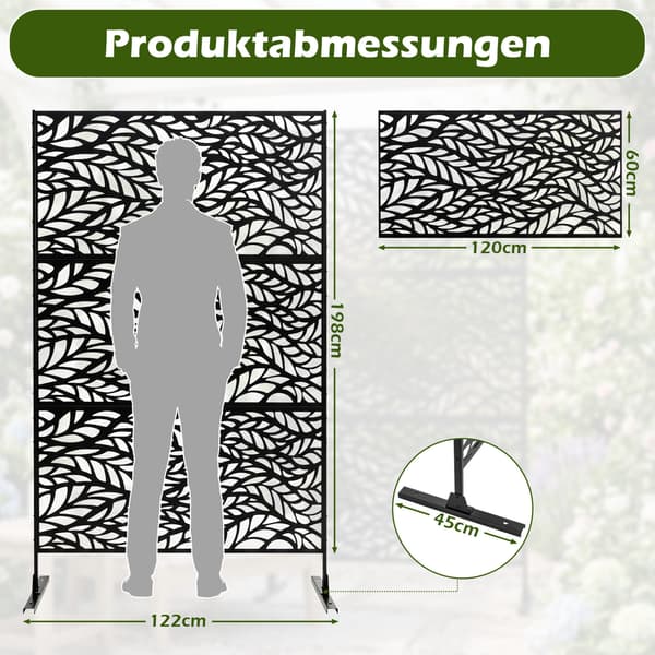 Haveafskærmning 122x45x198 cm sort