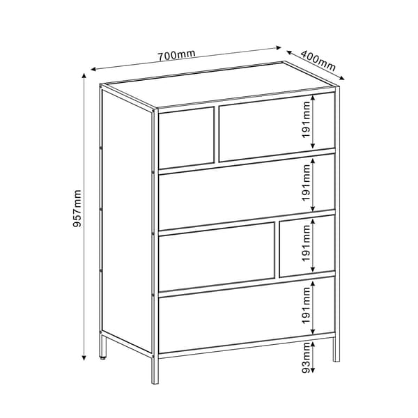 Skænk HEDVIG 70x40x95 cm Ask Sort