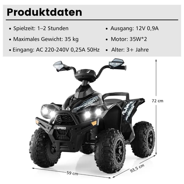 Elektrisk ATV, 60x94x73 cm, Sort , Star