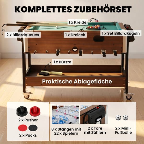 3-i-1 Multi Spilbord 102,5x61,5x65 cm valnød/hvid