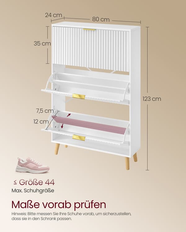 Skoskab 24x80x123 cm Hvid, MDF