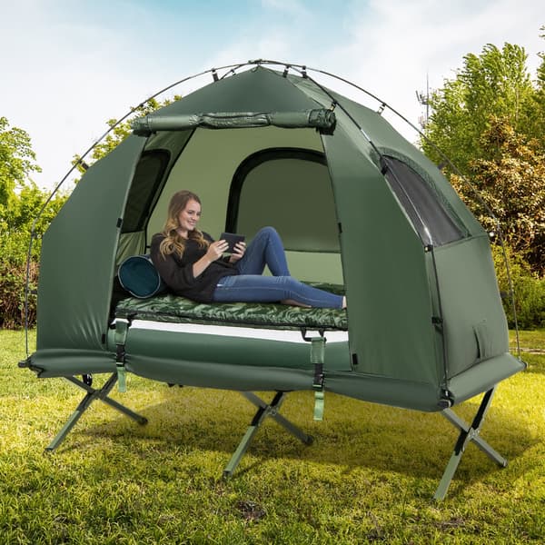 Campingtelt seng 5-i-1 sæt 194x87x167 cm grøn/blå
