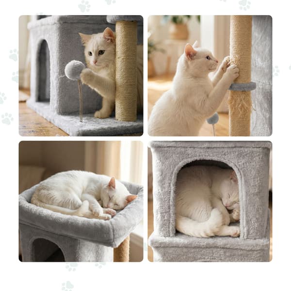 Kattträd med 2 grottor och bädd, Kodustaar