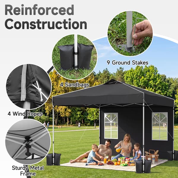 Pop-up pavillon 300x300x259-279 cm sort