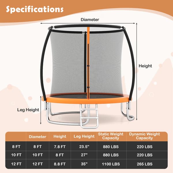 Trampolin, 366x269 cm, Orange, Stålram , Star