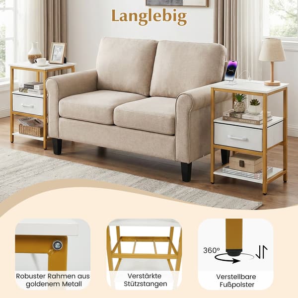 Sängbord Set, 40x30x61 cm, Vit, Förvaring , Star