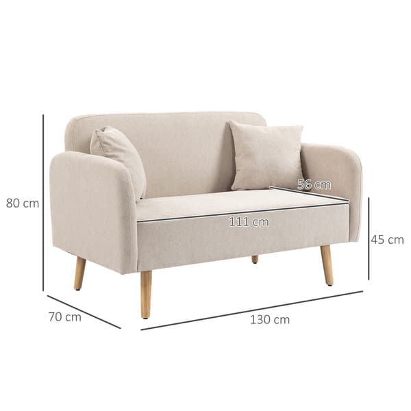 2-personers sofa 130x70x80 cm cremehvid