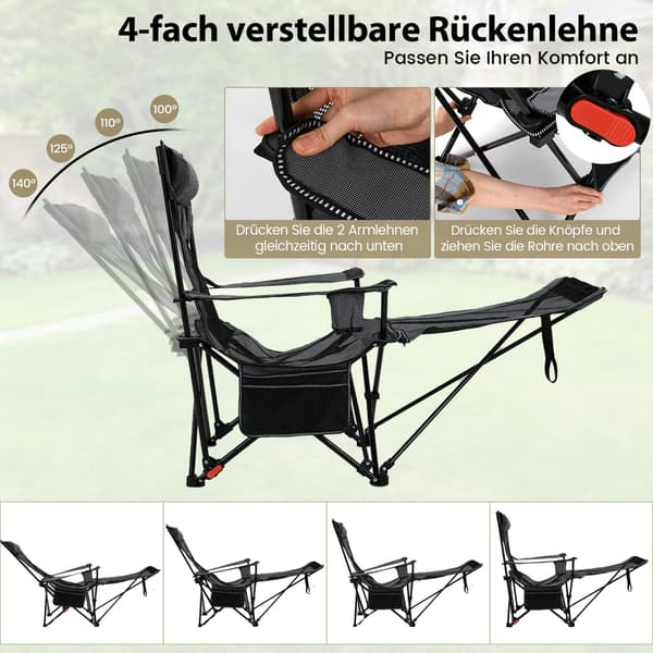 Campingstole 2 stk 152x83x75 cm mørkeblå