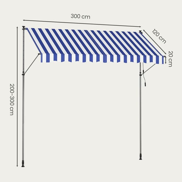 Markis Höjdjusterbar 400x120 cm Blå