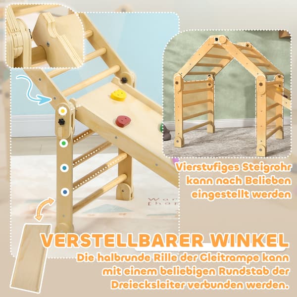 Klatrestativ 3-i-1 Foldbart 175x70x89 cm Multifarvet Træ